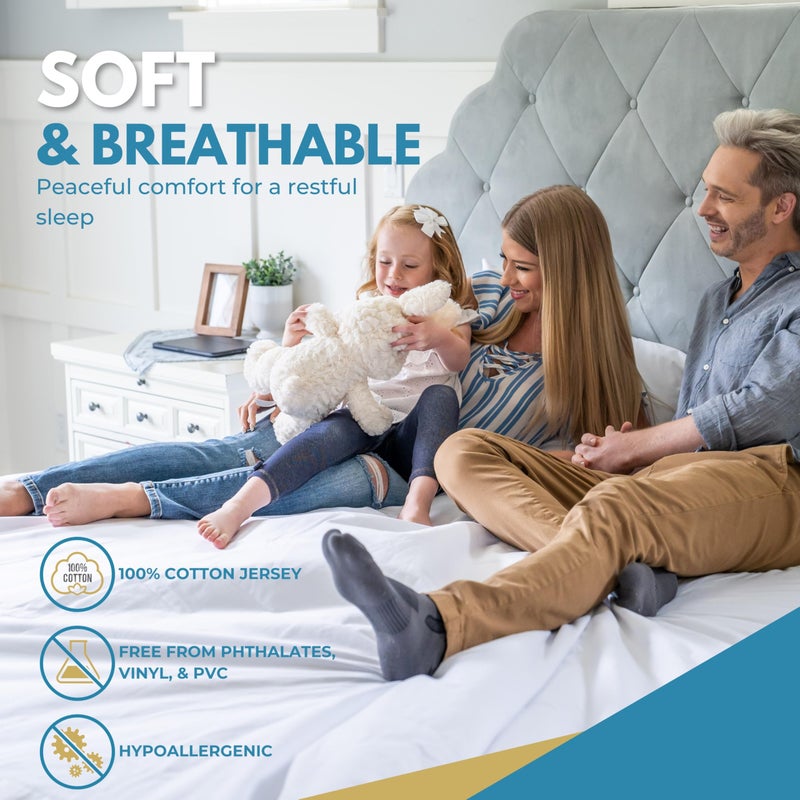 REST LINE PREMIUM BEDDING Full/Double 54x75â€ Premium Waterproof Zippered Mattress Encasement, 100% Cotton, Hypoallergenic, Six Sided Mattress Cover, Invisible Zippered, Soft Breathable up to 15" Deep - Rest Line - Image 3